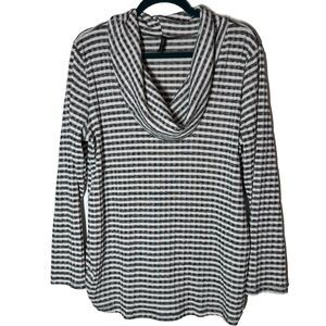 Edista Cowl Neck Top Sz 1X Black White Checked Pattern Career Casual Long Sleeve